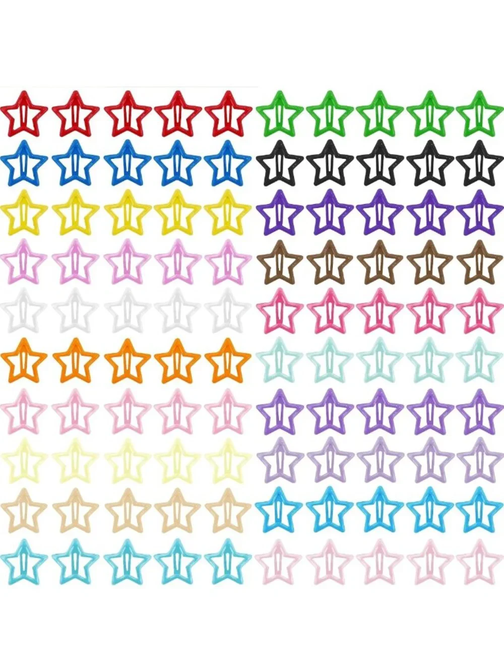Colorful 2000s Y2K Star Hair Clips - 100PCS Multicolor Hair Accessories, 1.18